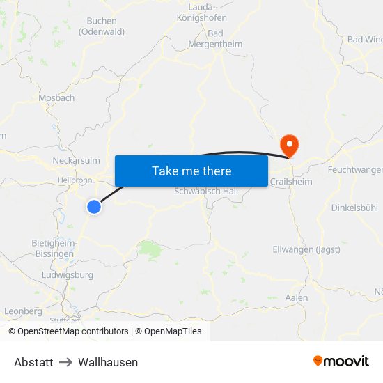 Abstatt to Wallhausen map