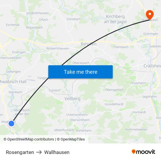 Rosengarten to Wallhausen map