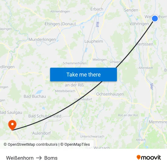 Weißenhorn to Boms map