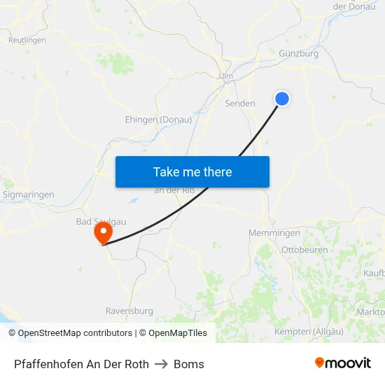 Pfaffenhofen An Der Roth to Boms map