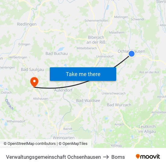 Verwaltungsgemeinschaft Ochsenhausen to Boms map