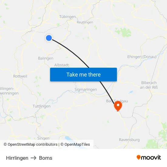 Hirrlingen to Boms map