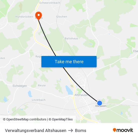 Verwaltungsverband Altshausen to Boms map