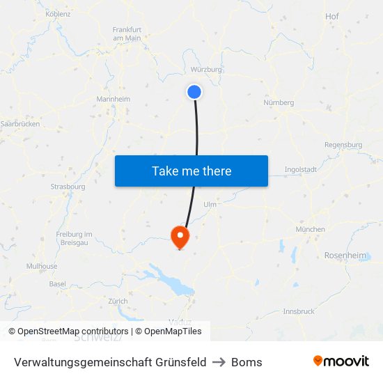 Verwaltungsgemeinschaft Grünsfeld to Boms map