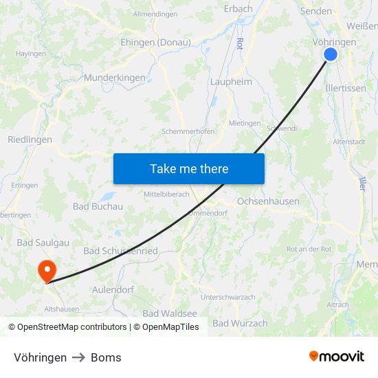 Vöhringen to Boms map