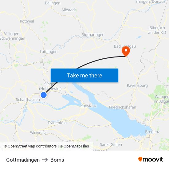 Gottmadingen to Boms map