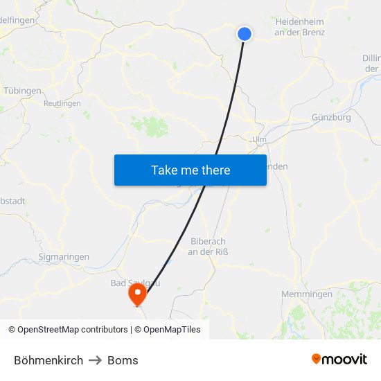 Böhmenkirch to Boms map