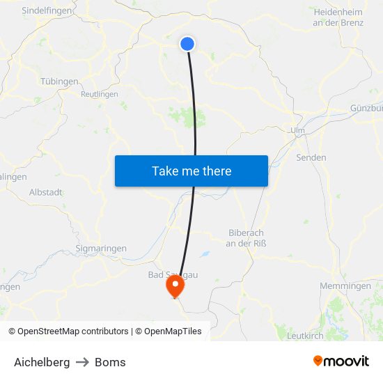 Aichelberg to Boms map