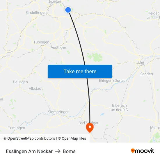 Esslingen Am Neckar to Boms map