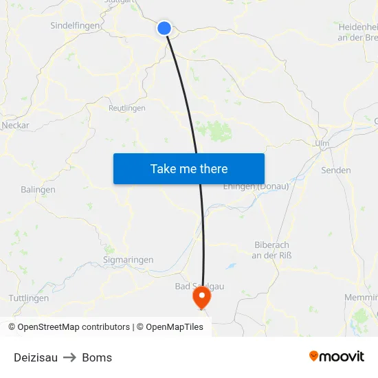 Deizisau to Boms map