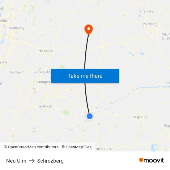 Neu-Ulm to Schrozberg map