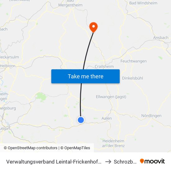 Verwaltungsverband Leintal-Frickenhofer Höhe to Schrozberg map