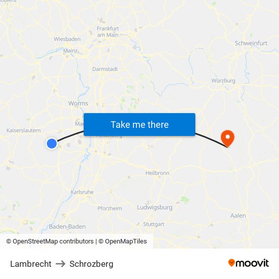 Lambrecht to Schrozberg map