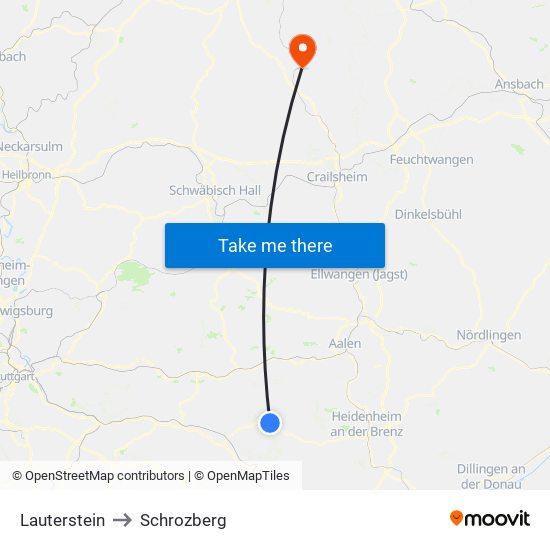 Lauterstein to Schrozberg map