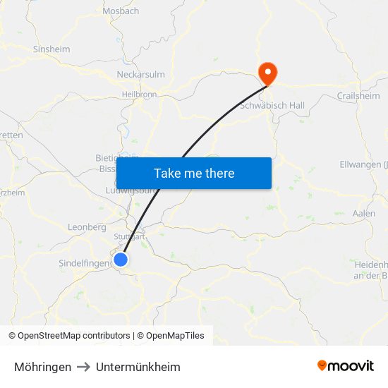 Möhringen to Untermünkheim map