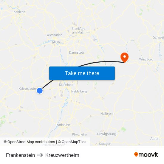 Frankenstein to Kreuzwertheim map
