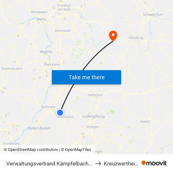Verwaltungsverband Kämpfelbachtal to Kreuzwertheim map