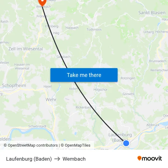 Laufenburg (Baden) to Wembach map