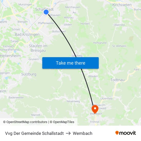 Vvg Der Gemeinde Schallstadt to Wembach map