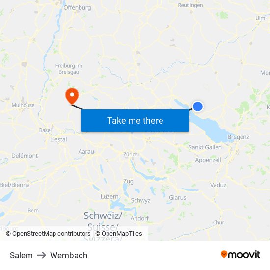 Salem to Wembach map