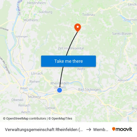 Verwaltungsgemeinschaft Rheinfelden (Baden) to Wembach map