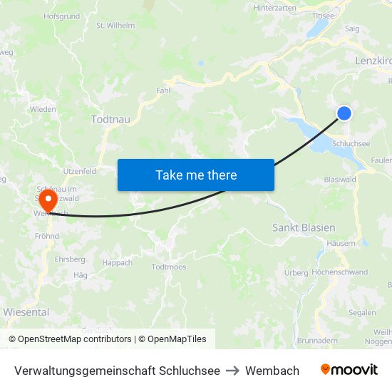 Verwaltungsgemeinschaft Schluchsee to Wembach map
