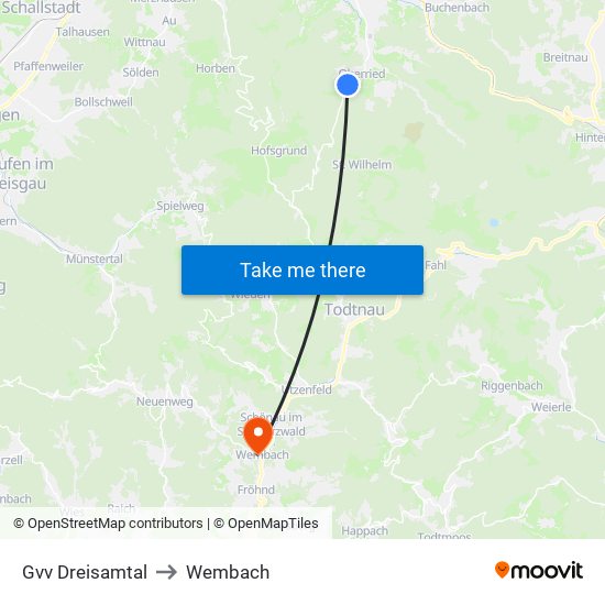 Gvv Dreisamtal to Wembach map