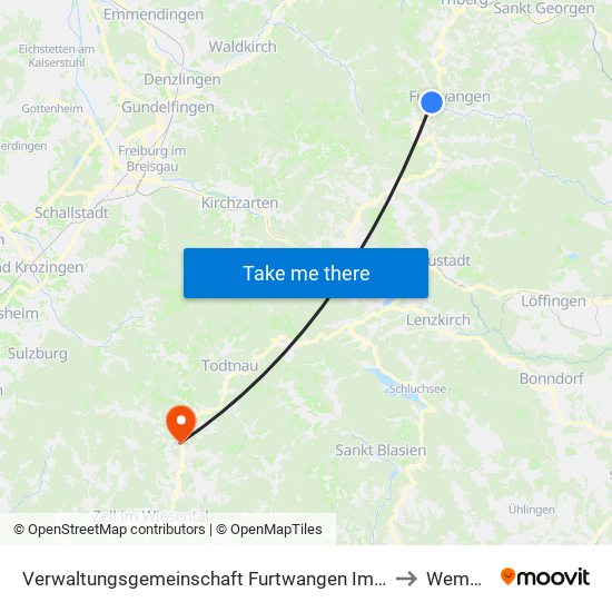 Verwaltungsgemeinschaft Furtwangen Im Schwarzwald to Wembach map