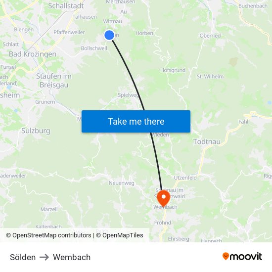 Sölden to Wembach map