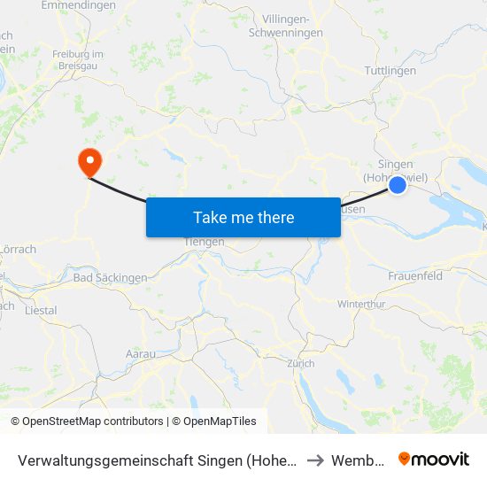 Verwaltungsgemeinschaft Singen (Hohentwiel) to Wembach map