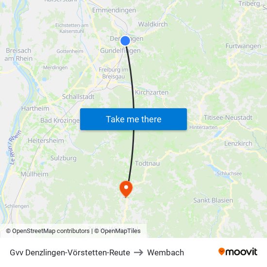 Gvv Denzlingen-Vörstetten-Reute to Wembach map