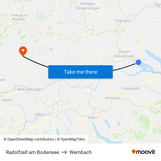 Radolfzell am Bodensee to Wembach map