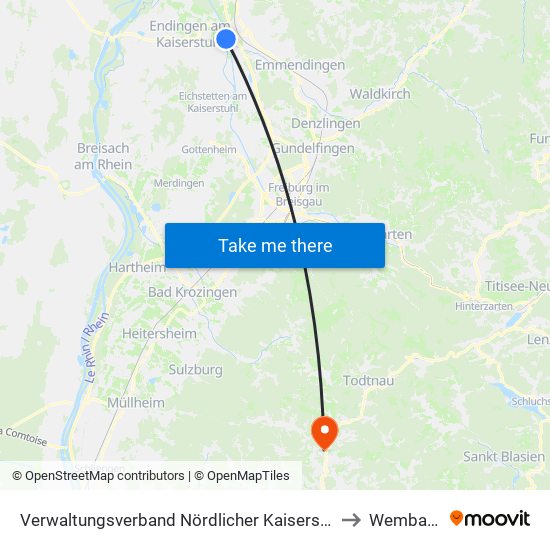 Verwaltungsverband Nördlicher Kaiserstuhl to Wembach map