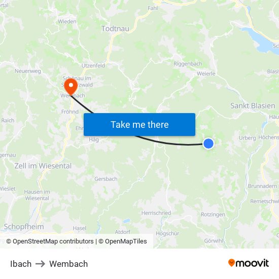 Ibach to Wembach map