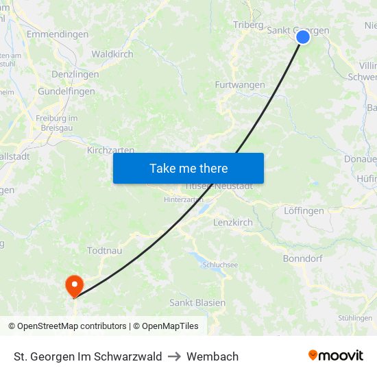 St. Georgen Im Schwarzwald to Wembach map