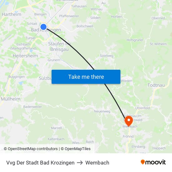 Vvg Der Stadt Bad Krozingen to Wembach map