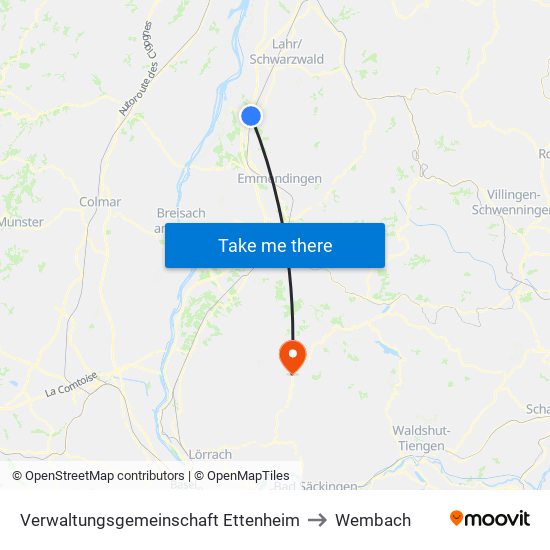 Verwaltungsgemeinschaft Ettenheim to Wembach map
