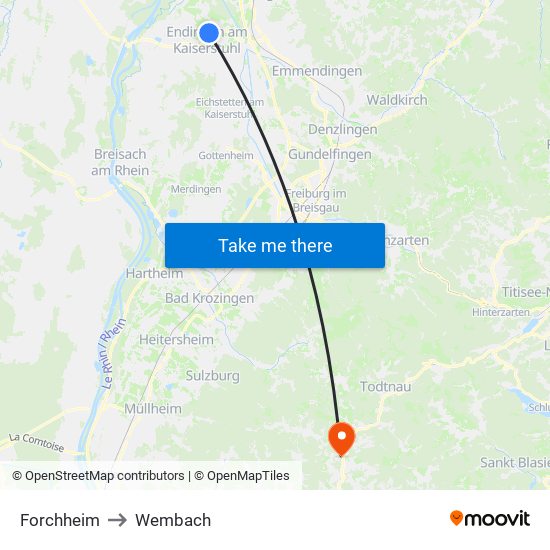 Forchheim to Wembach map