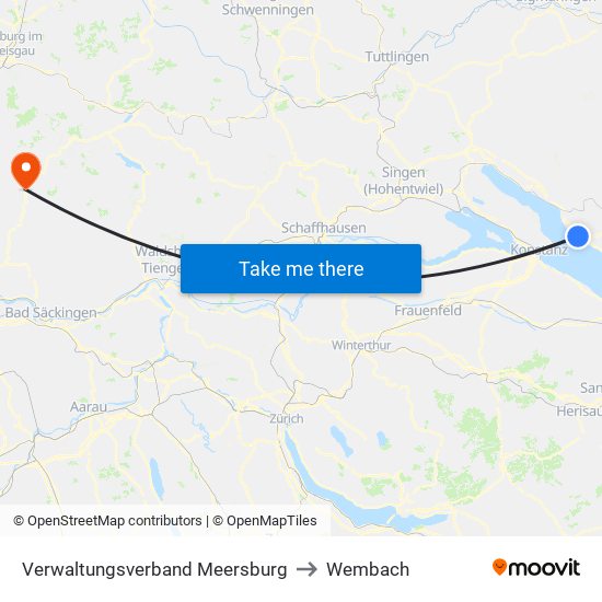 Verwaltungsverband Meersburg to Wembach map