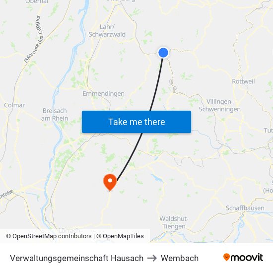 Verwaltungsgemeinschaft Hausach to Wembach map