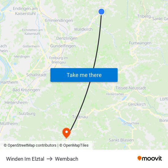 Winden Im Elztal to Wembach map