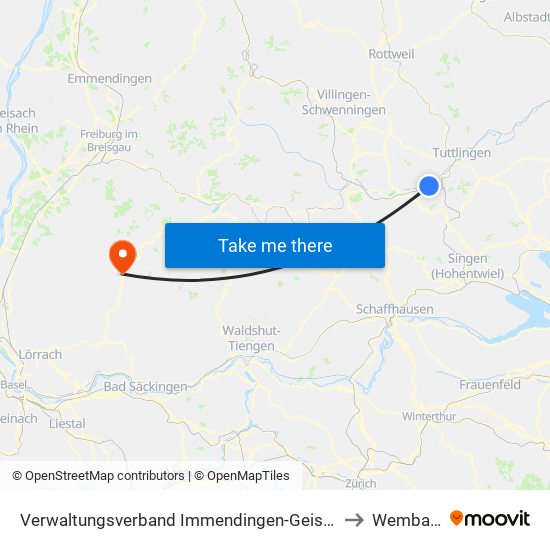 Verwaltungsverband Immendingen-Geisingen to Wembach map