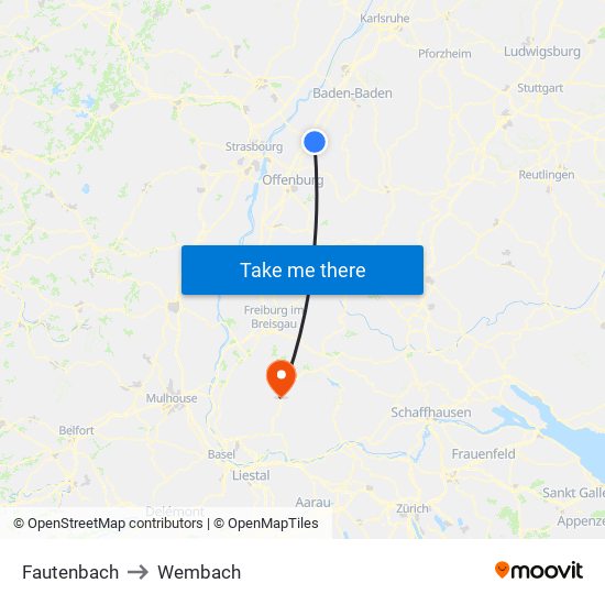 Fautenbach to Wembach map