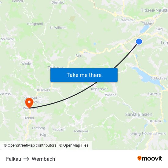 Falkau to Wembach map