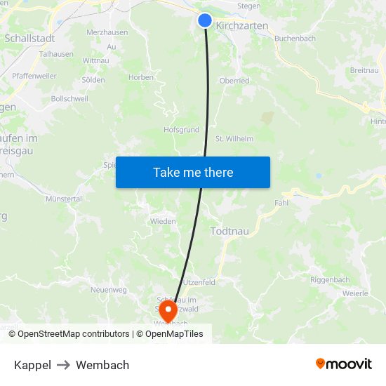 Kappel to Wembach map