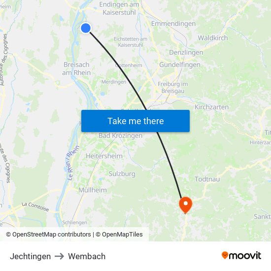 Jechtingen to Wembach map