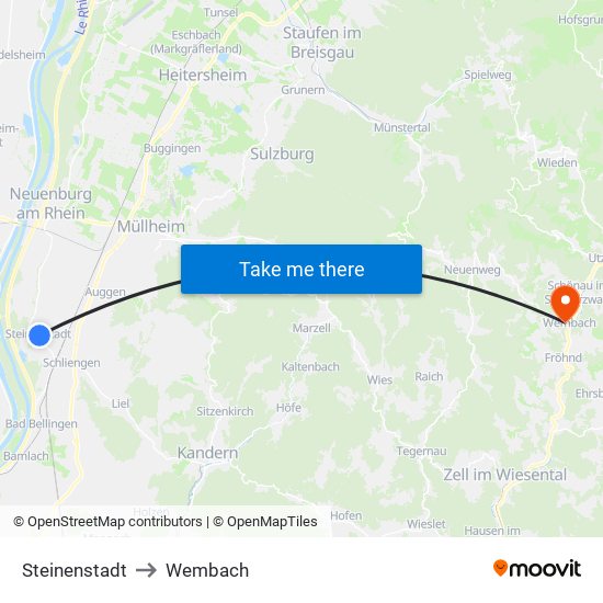 Steinenstadt to Wembach map