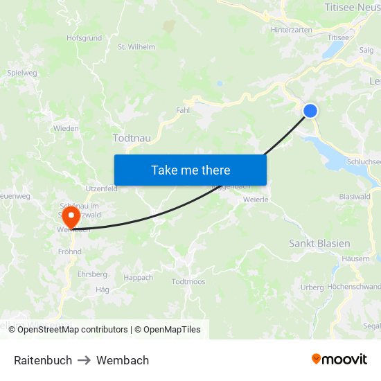 Raitenbuch to Wembach map