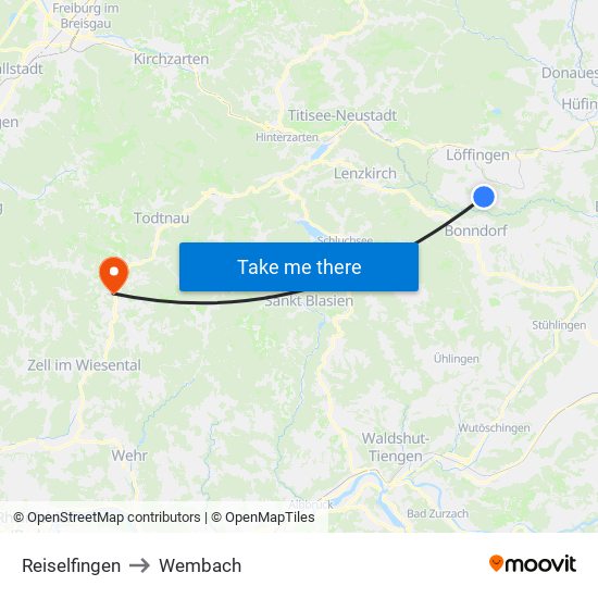 Reiselfingen to Wembach map