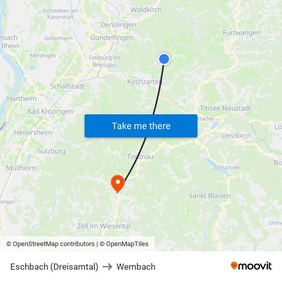Eschbach (Dreisamtal) to Wembach map